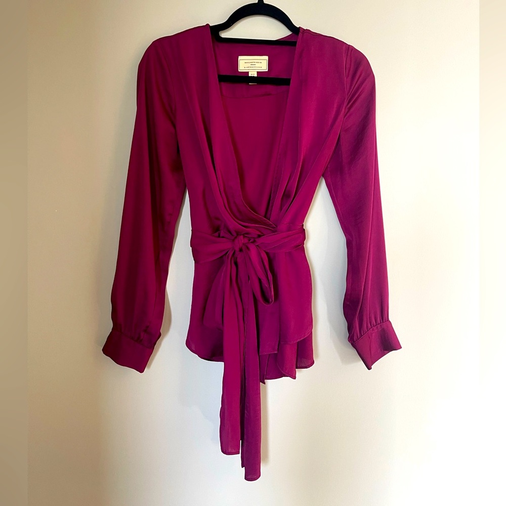 Anthropologie raspberry draped, wrap top
